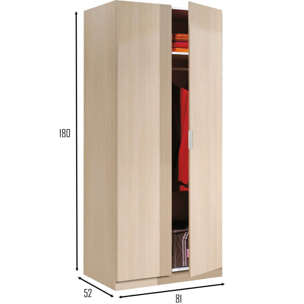 Armadio Guardaroba A 2 Ante Con Asta Appendiabiti E Ripiano Interno Mobile Armadio Salvaspazio Design Moderno Minimal 81 x 52 x 180 Cm Rovere Chiaro