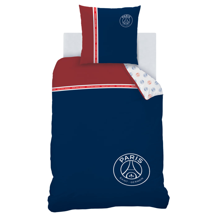 Parure de lit imprimée 100% coton, PSG MINIMALISTE