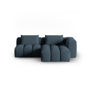 Canapé d'angle droit modulable "Lorella" 3 places en tissu structurel bleu foncé