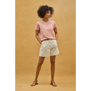 Maglietta rosa pallido a maniche corte con ricamo Established 2012 Polo Club