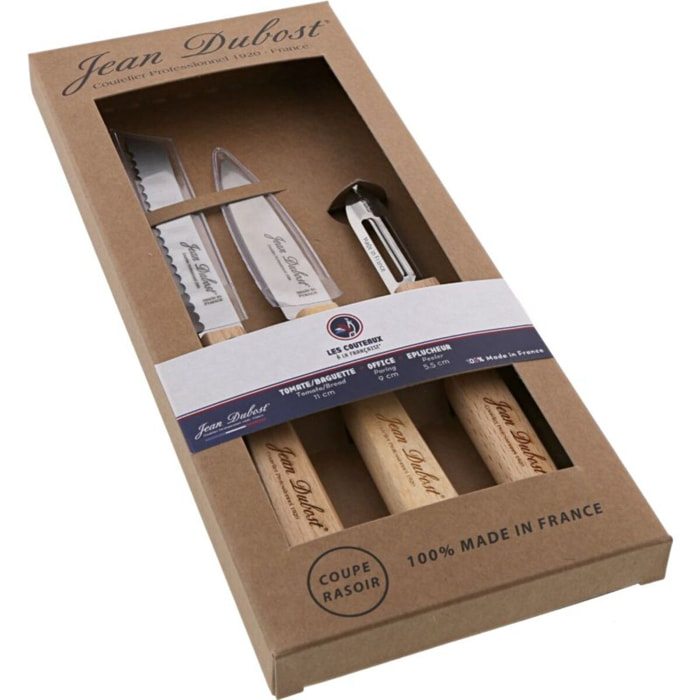 Couteau DUBOST a la francaise x3 hetre petit model