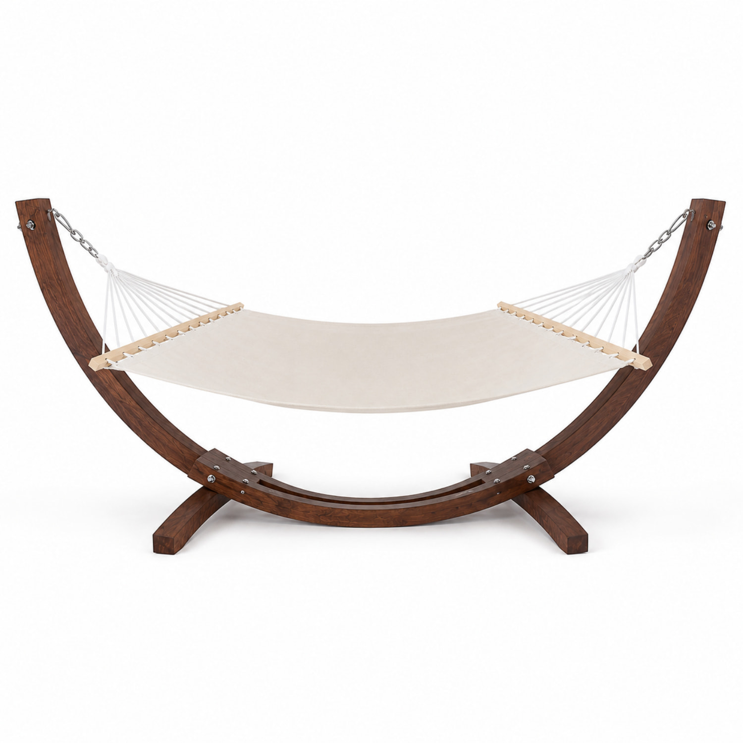 Amaca Da Giardino Supporto Legno Robusto Telo Cotone Resistente Portata Max 150 Kg Esterno Terrazzo Balcone Piscina Design 320 x 100 x 100 Cm Beige