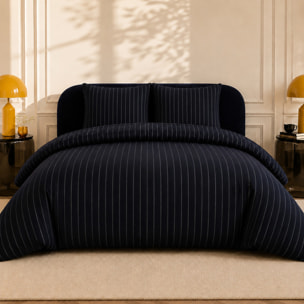 Parure housse de couette 100% percale de coton rayures verticales - LOYD