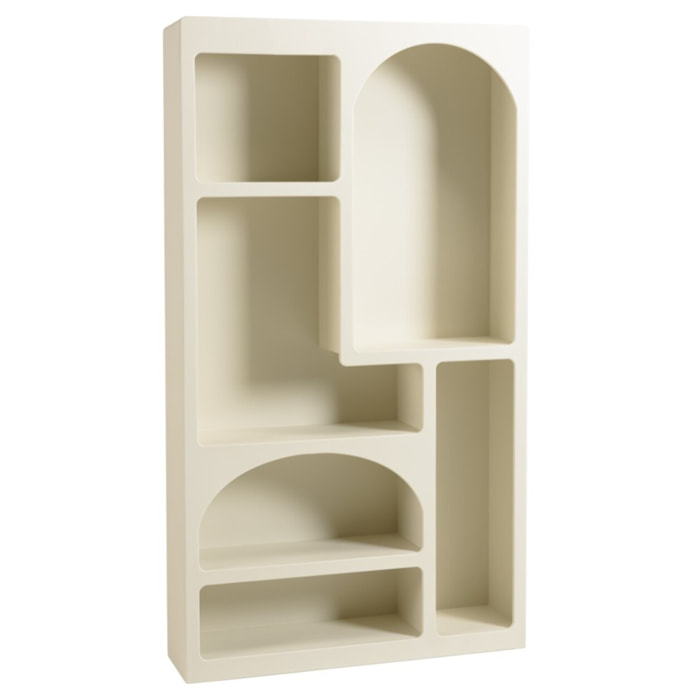 HELENA - Etagère 6 niches 100x26cm en bois peint couleur beige