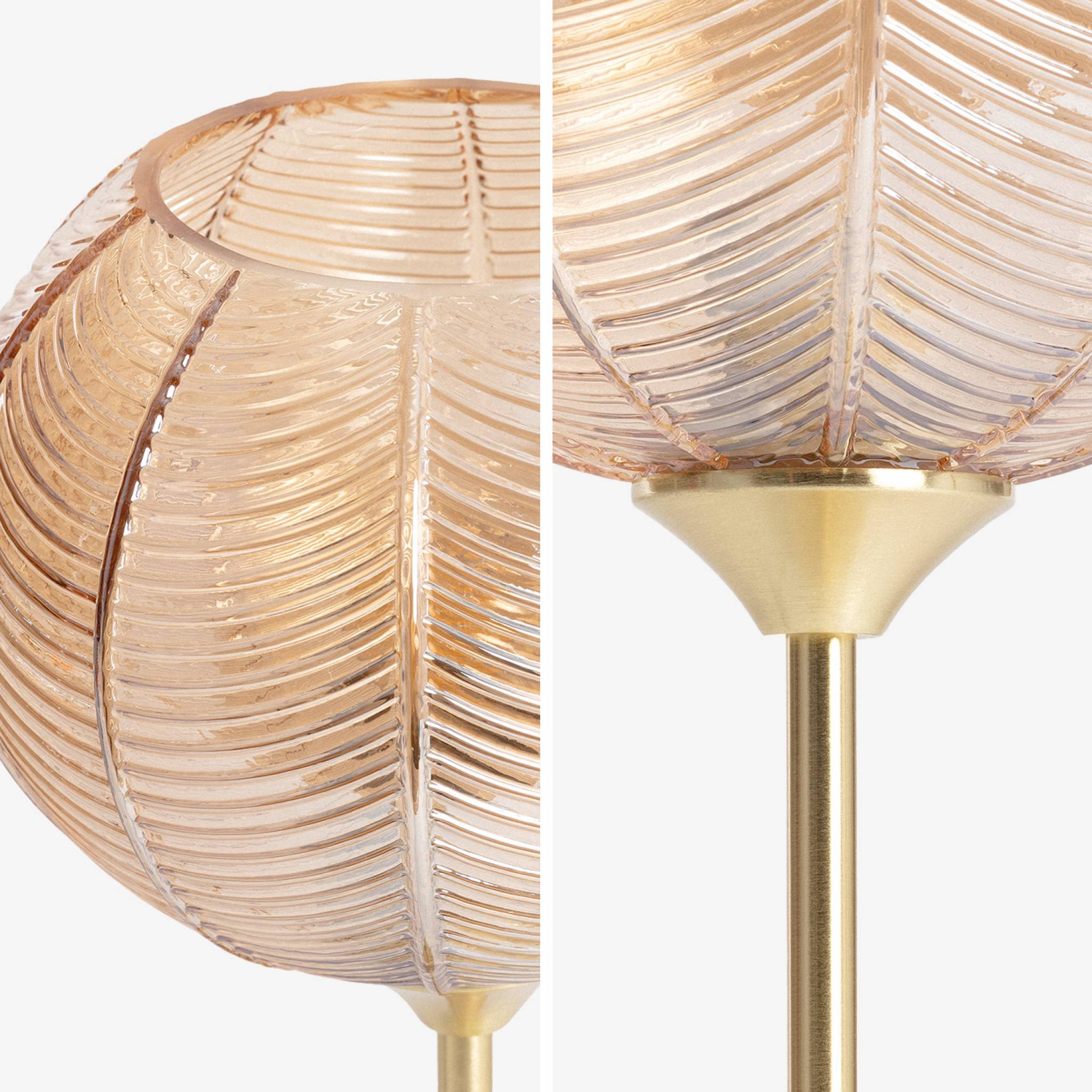 Lampe à poser métal et verre effet cristal Basile ambre Ø 20cm