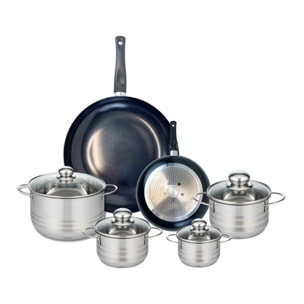 Ensemble de 2 Poêles de cuisson 20 et 32 cm et 4 faitouts 12, 14, 16 et 20 cm Elo Prima Brillant