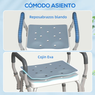 Taburete de Ducha Silla Ducha Personas Mayores con Altura Regulable Silla para Ducha de Aluminio Antideslizante Carga 150 kg para Ancianos y Discapacitados