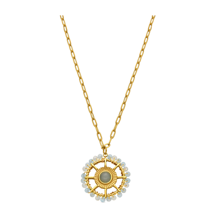 Collar con Cristal Azul acabado oro 18k