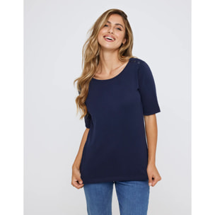 Camiseta Manga Corta Azul Marino - New Rosaleen