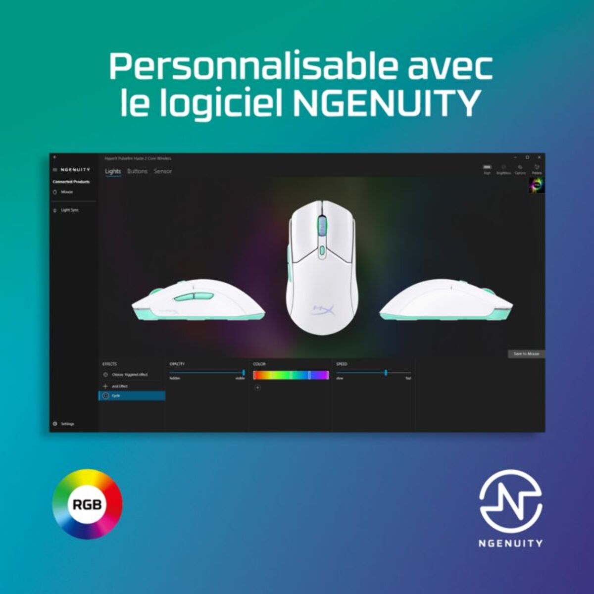 Souris Gamer Sans Fil HYPERX Pulsefire Haste 2 Core Noir
