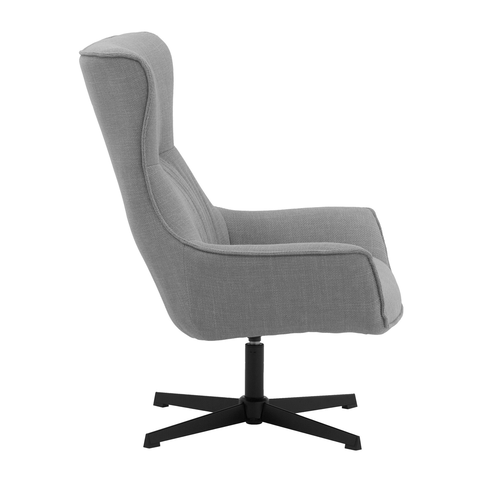 Poltrona girevole RIGA in tessuto grigio e base in metallo nero