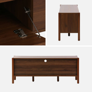 Meuble TV décor bois 2 portes 1 tiroir 140cm noyer - 140 x 42 x 55 cm - Harmony