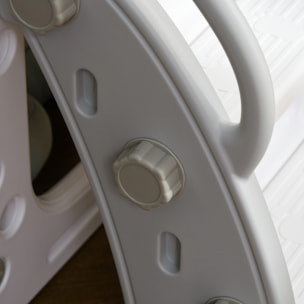 Toboggan pour enfant multifonction - télescope, panier basketball, espace rangement - HDPE blanc gris