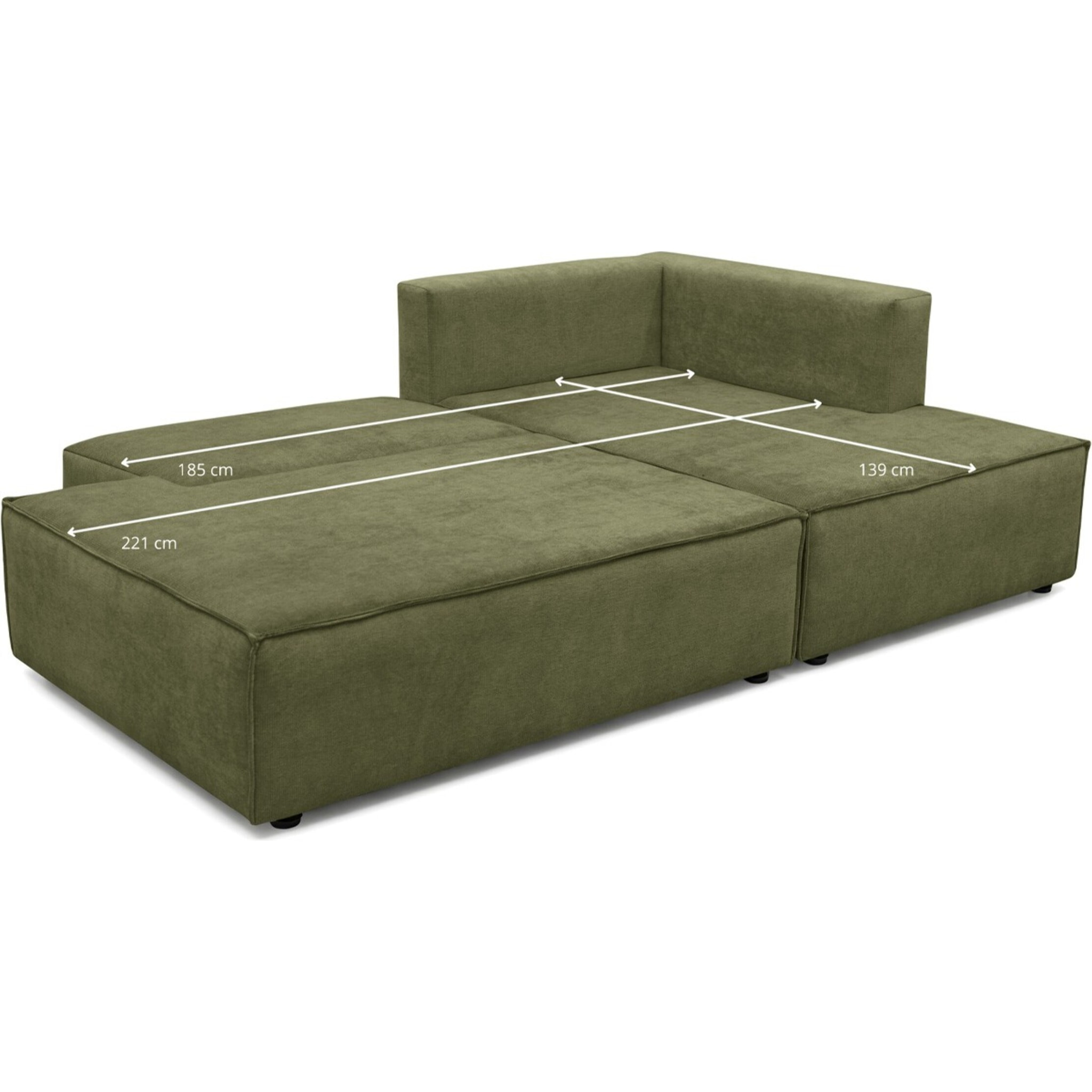 Canapé d'angle à droite convertible 3 places en tissu chenille - BARANI