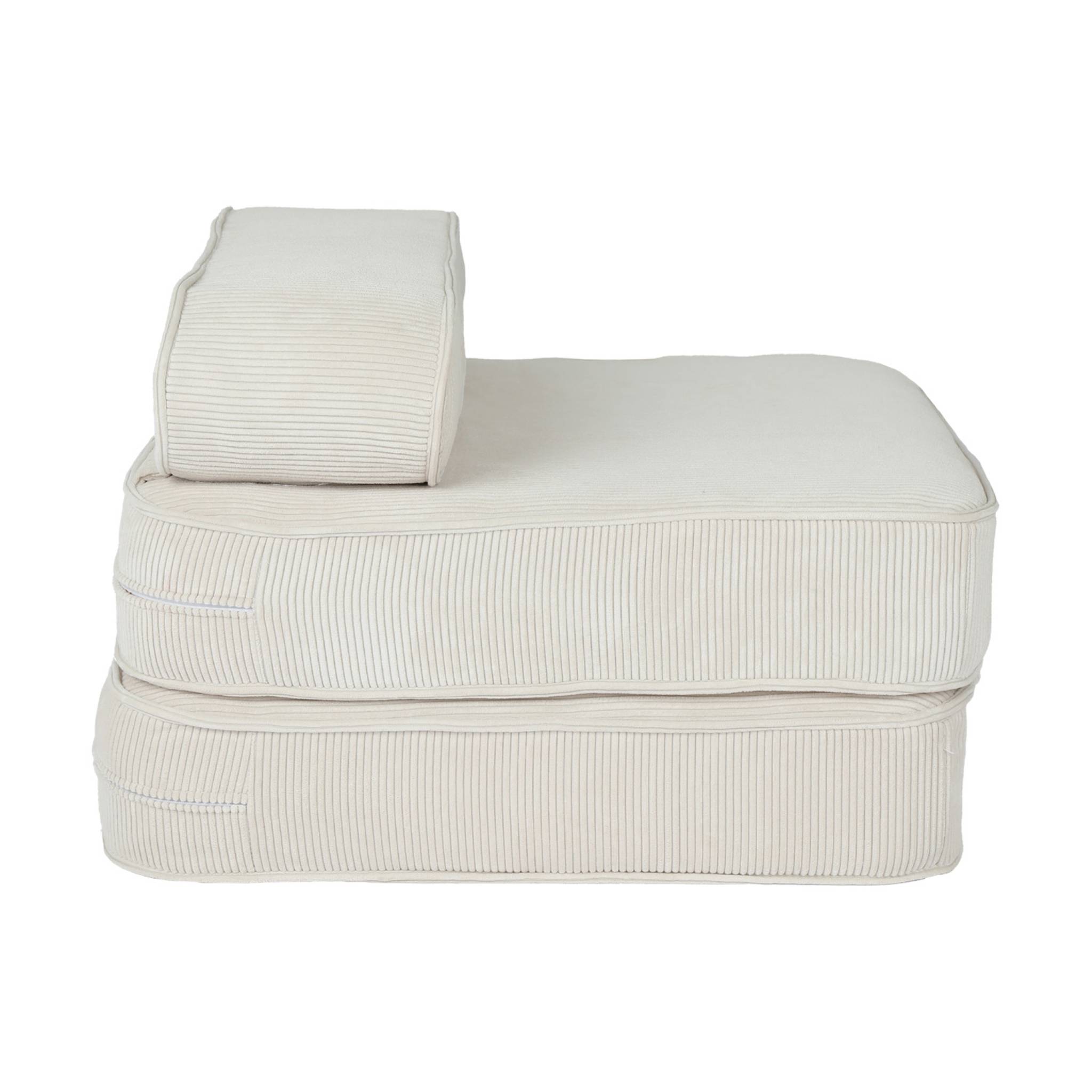 Fauteuil enfant en velours côtelé dépliable. couleur crème. L 66 x P 62 x H 43.5 cm