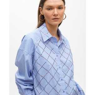 Camicia a Righe con Strass