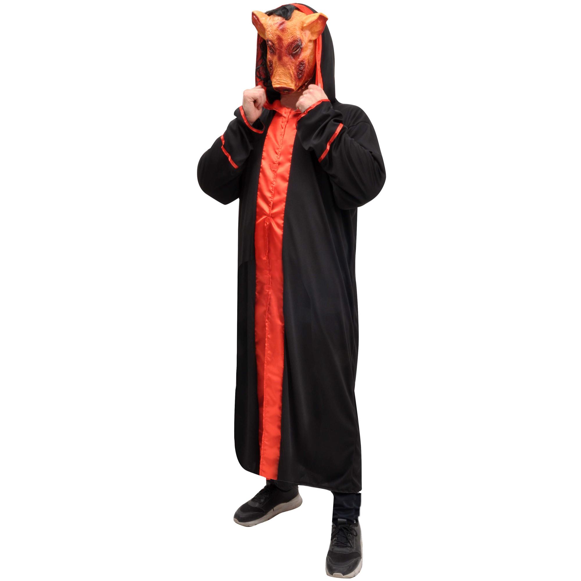 Setta Del Diavolo Horror Pig Costume Uomo Con Maschera In Vinile