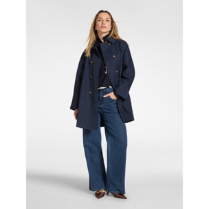 Elena Mirò - Trench cruzado en gabardina - Azul