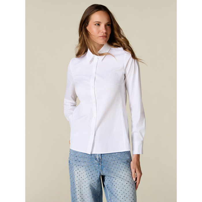 Oltre - Camicia basic in popeline - Bianco