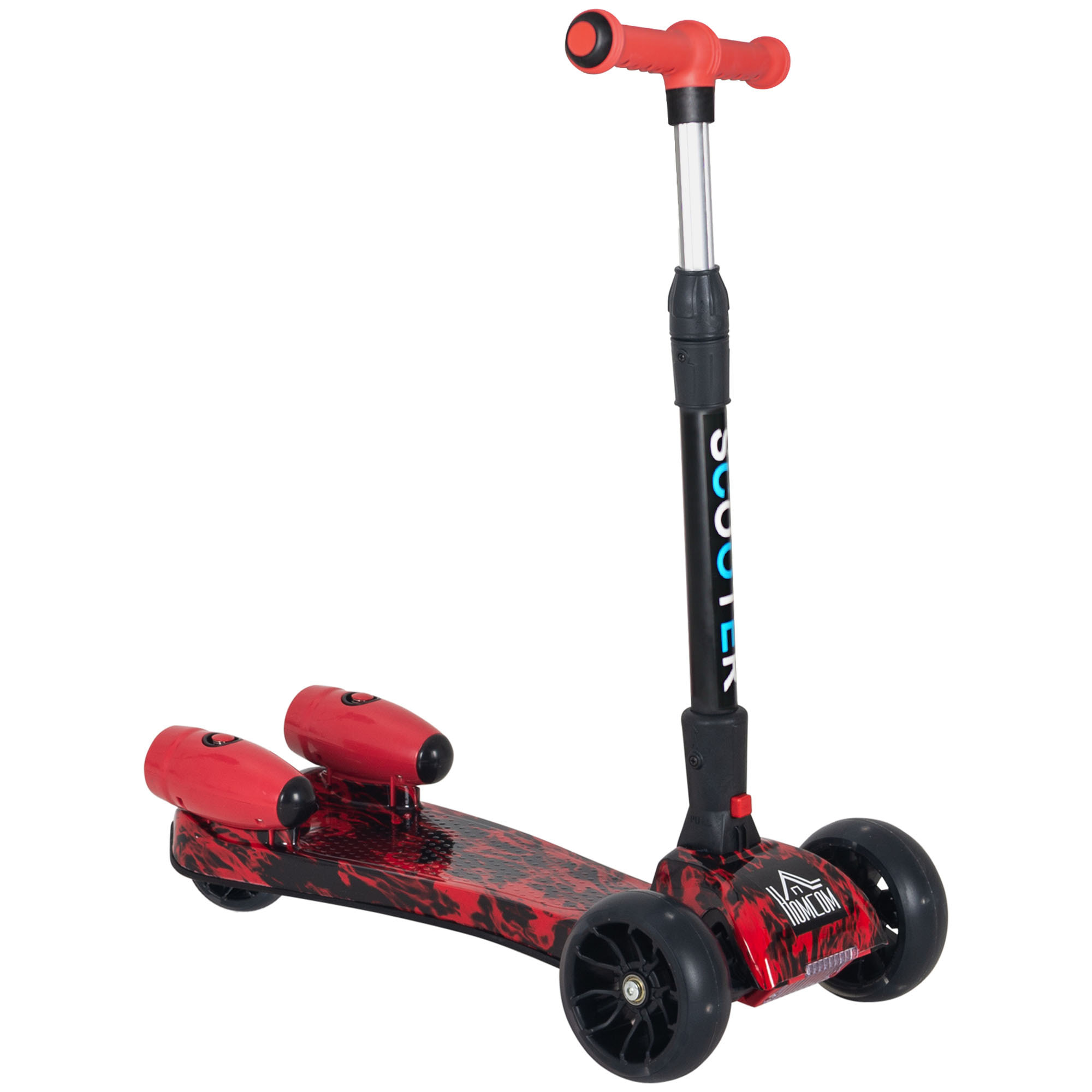 Scooter Plegable Con Música PP y Metal 61x26x63-81 cm Rojo