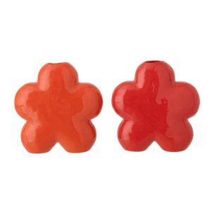 J-Line Vase Fleur - porcelaine - orange/rouge - small - 2 pièces