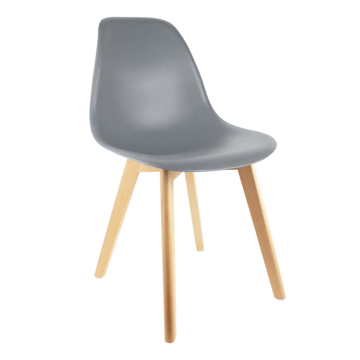 Chaise Scandinave Coque Grise - Lot De 2