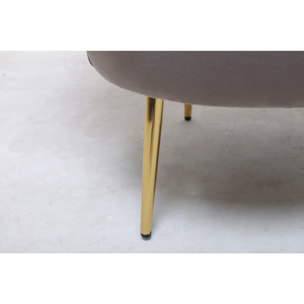 Fauteuil en velours "Floria" - 75 x 68 x 77.5 cm - Gris