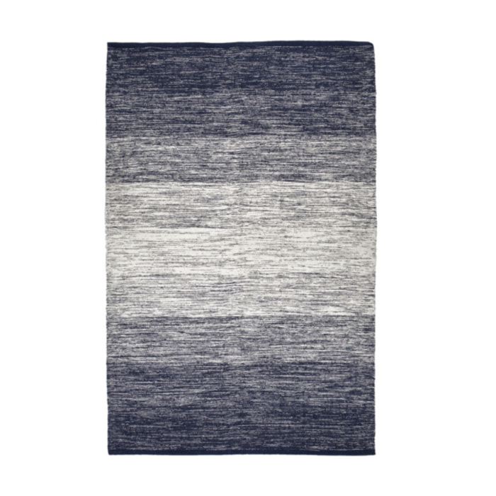 Tapis rectangulaire en coton brodé dégradé bleu - MARINE