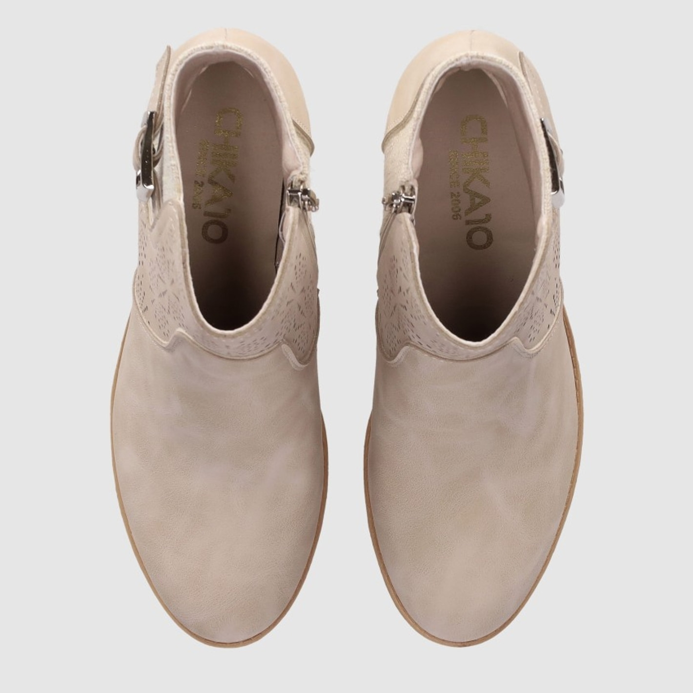 Botines - Beig - Tacón: 6 cm