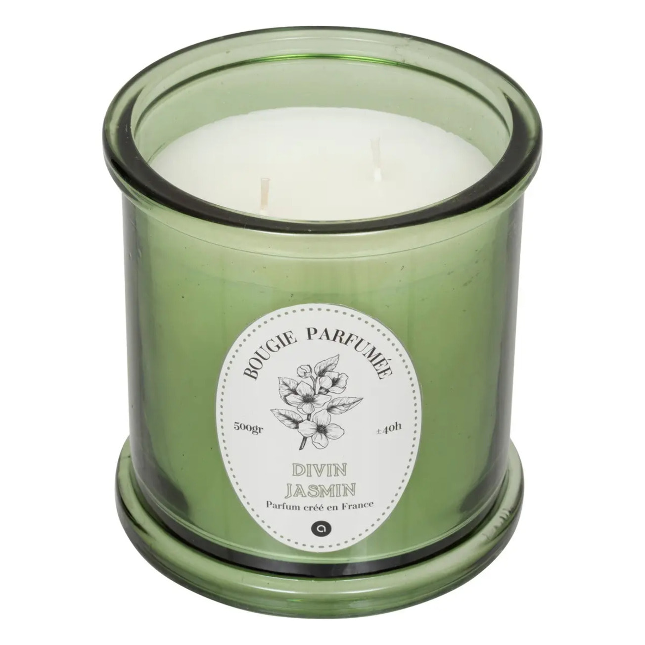Bougie parfumée Hapo 500g pot en verre avec couvercle jasmin