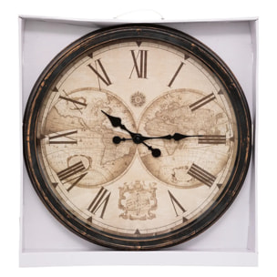 Horloge monde "Tomy" noir D52cm