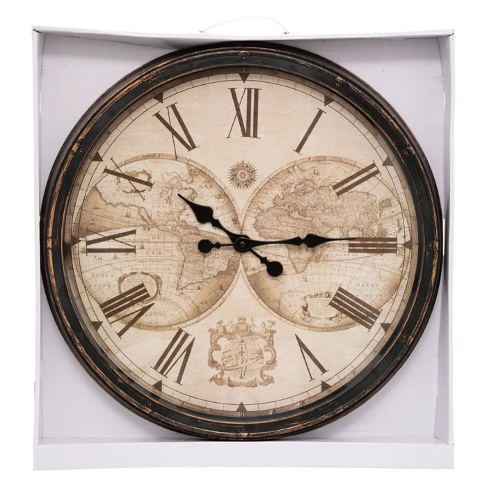 Horloge monde "Tomy" noir D52cm