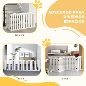 Barrera de Seguridad para Perros Pequeños y Medianos Valla para Perros Plegable Rejilla de Protección de Chimenea 207,5 cm con Pies Extraíbles para Escalera Pasillo Blanco