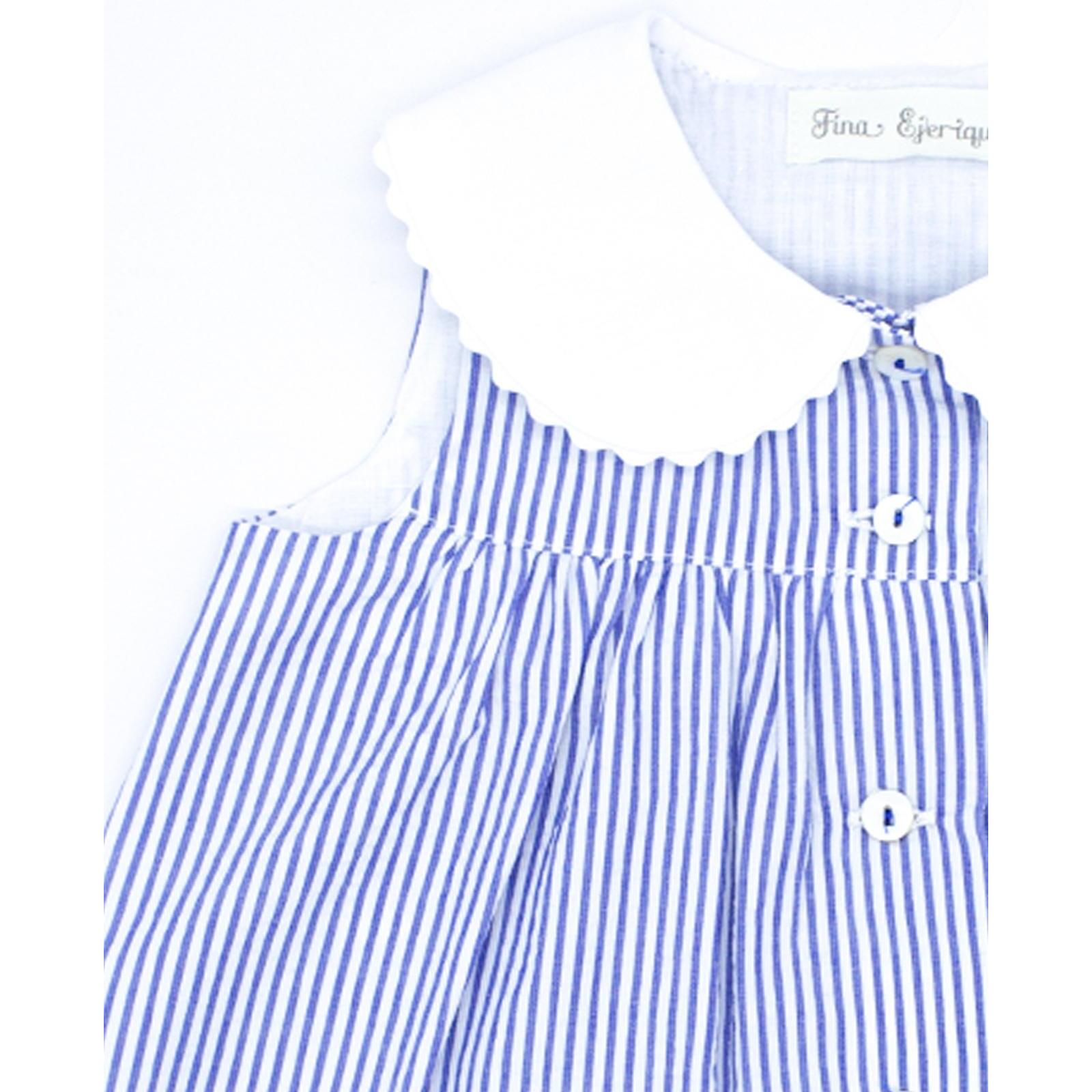 Vestido cuello bebé raya azul