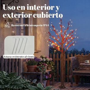 Árbol de Abedul Artificial 150 cm, Lámpara de Árbol con 96 Luces LED Blanco Cálido, Bayas Rojas, Temporizador y 12 Ramas Flexibles, Decoración Navideña para Interior y Exterior Cubierto, Marrón