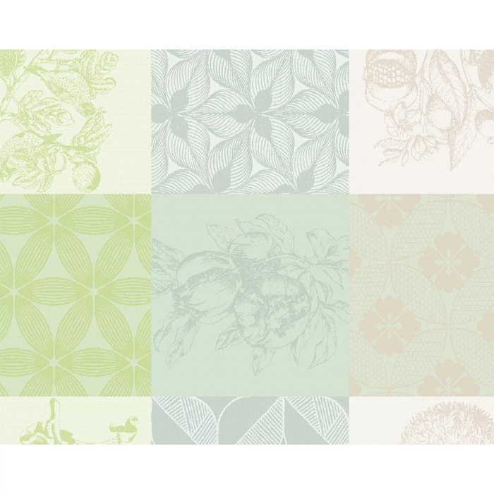 Set pur coton motif jacquard beige vert Mille parfums verde