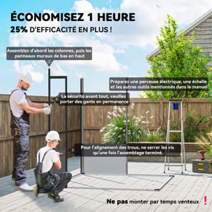 Abri de jardin en polypropylène 3,24 m² - 190 x 191 x 215 cm - 2 fenêtres, 2 portes - gris