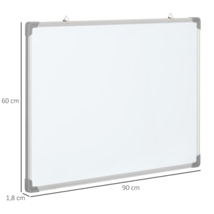 Pizarra Blanca Magnética con Bastidor de Aleación de Aluminio 90x60 cm Pizarra de Borrado en Seco con Borrador 4 Rotuladores y 10 Imanes para Oficina Hogar