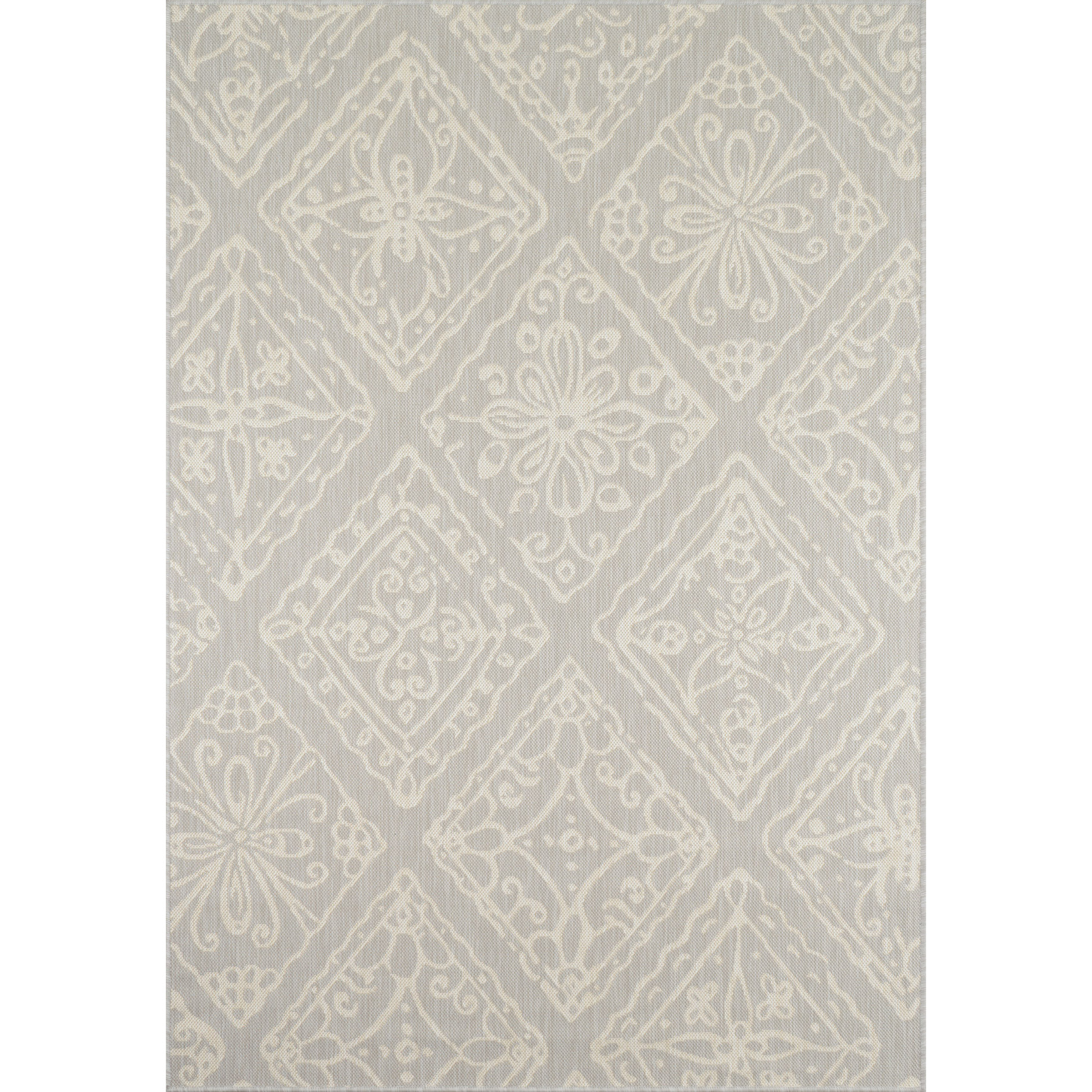 Samba - tapis intérieur extérieur motif floral, gris