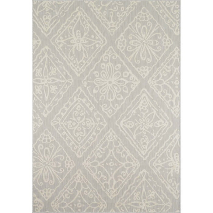 Samba - tapis intérieur extérieur motif floral, gris