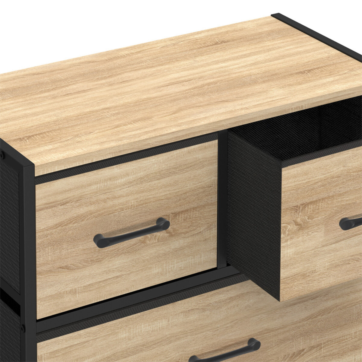 Chiffonnier Iris 5 tiroirs en bois et tissu