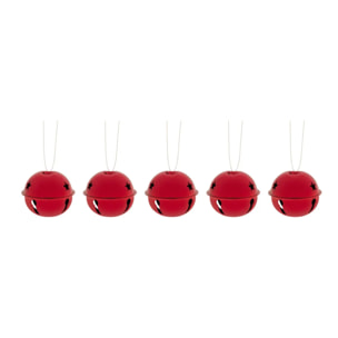 Lot de 5 sujets grelots métal D.5cm rouge