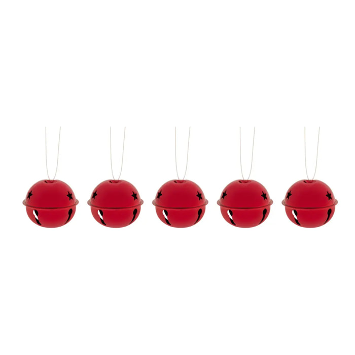 Lot de 5 sujets grelots métal D.5cm rouge