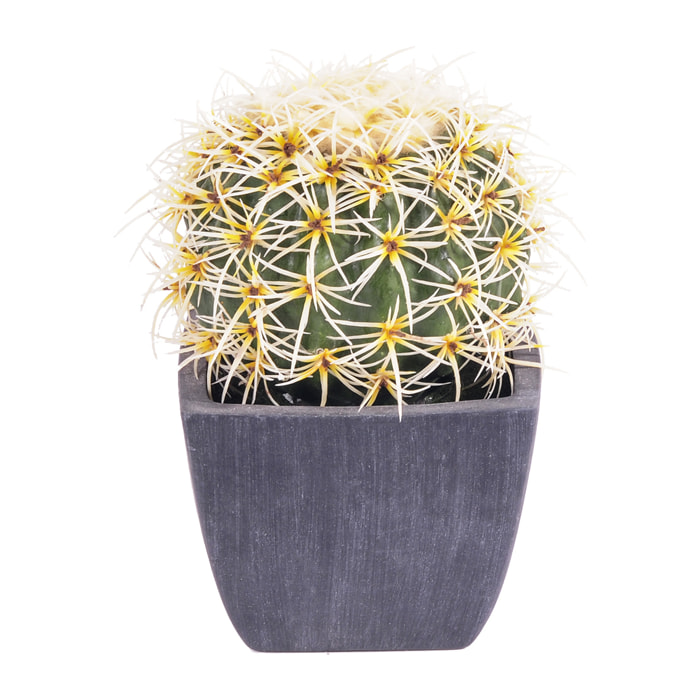 Cactus Con Vaso. Diametro 15 Cm - Pezzi 1 - 15X18,5X15cm - Colore: Bianco - Bianchi Dino - Piante Artificiali