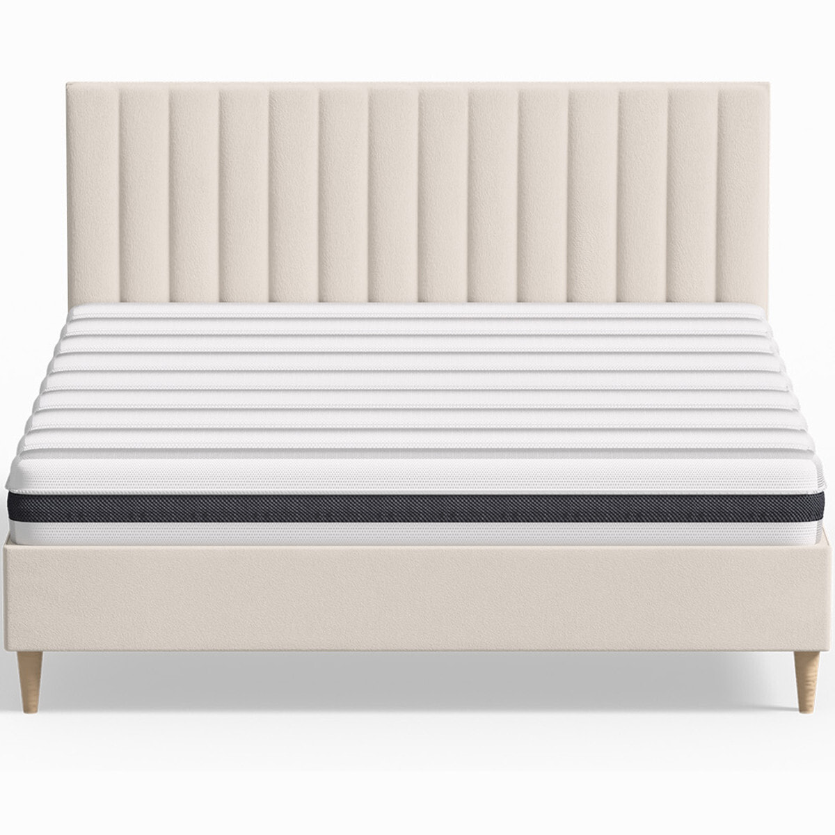 Pack lit en velours + Matelas ressorts et Mousse HR - ELIOT & HYGIOSPRING