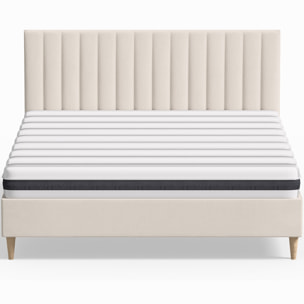 Pack lit en velours + Matelas ressorts et Mousse HR - ELIOT & HYGIOSPRING