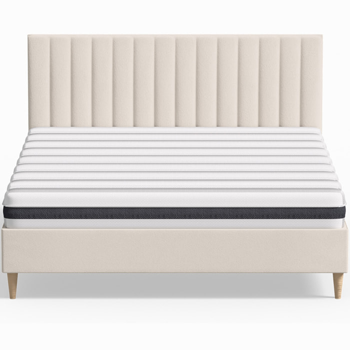 Pack lit en velours + Matelas ressorts et Mousse HR - ELIOT & HYGIOSPRING