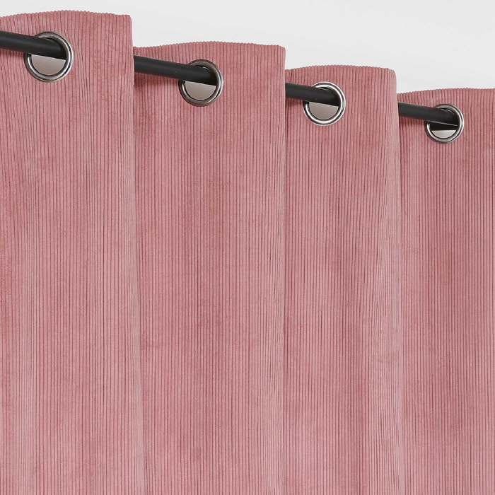 Rideau obscurcissant et isolant en velours côtelé - Rose poudré