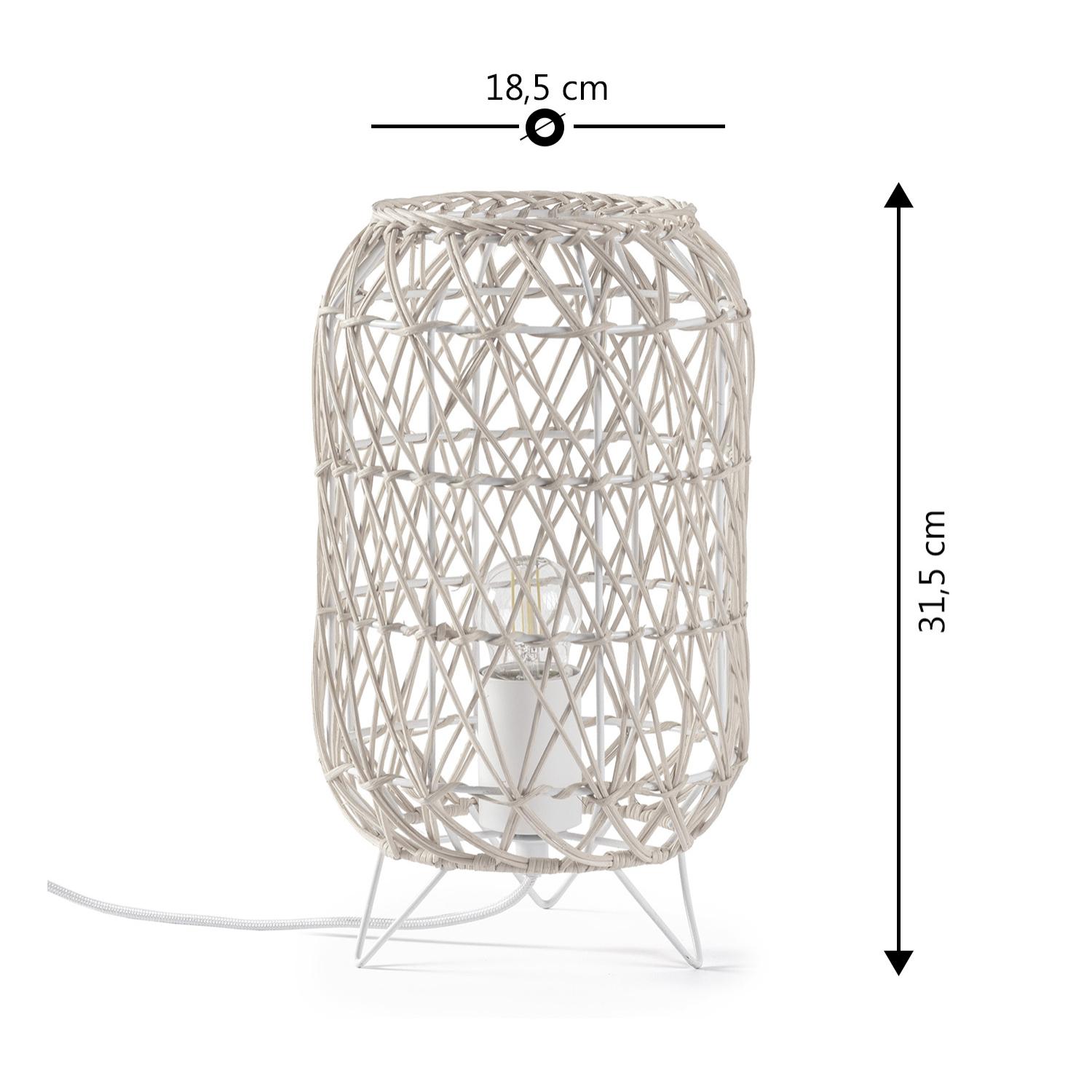 Lámpara de mesa de ratán natural, diámetro 18,5 cm