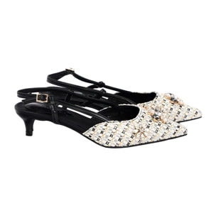 Decolletè con applicazione gioiello- tacco 4,5 cm